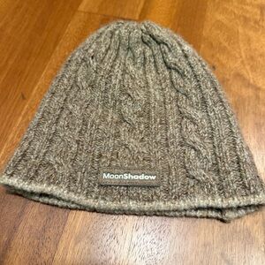 Moonshadow Cable Knit Wool Beanie Cap Hat Toque Beige Tan Unisex Warm Outdoors